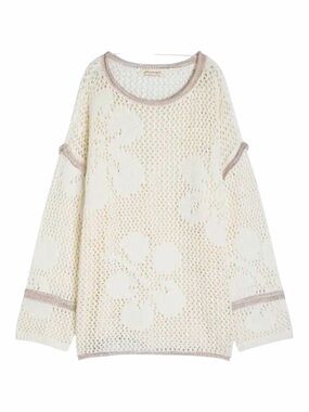 Free People Hidden Tropics Tunic Coastal Boho Open Knit Cotton Oversized XS NWOT